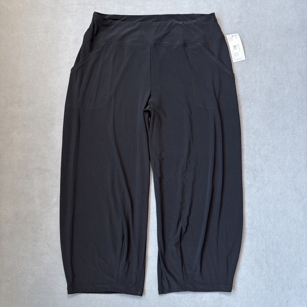 Sympli Pants Womens 18 Black Narrow Lantern Pant Wide Leg Ankle Stretch‎ NWT